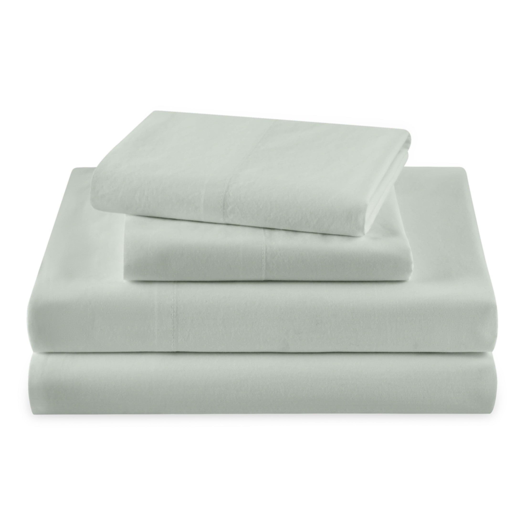 Beautiful Botanical 4-Piece 100% Cotton Washed Percale White Sheet Set, Queen by Drew Barrymore