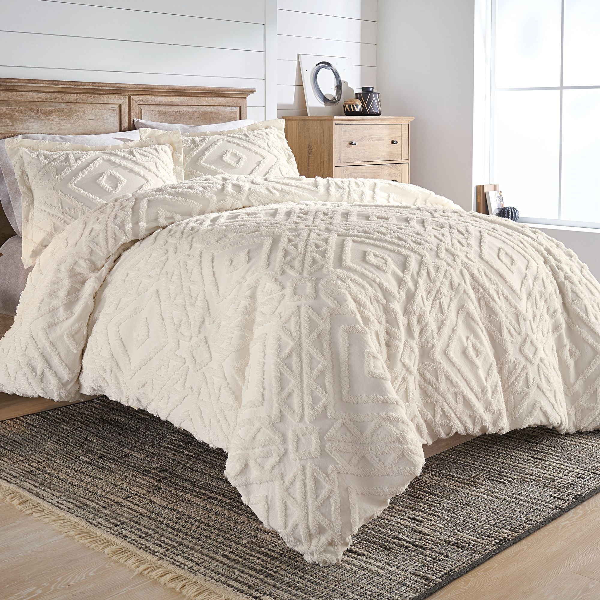 Better Homes & Gardens 3-Piece White Chenille Cover Duvet Set, Full/Queen