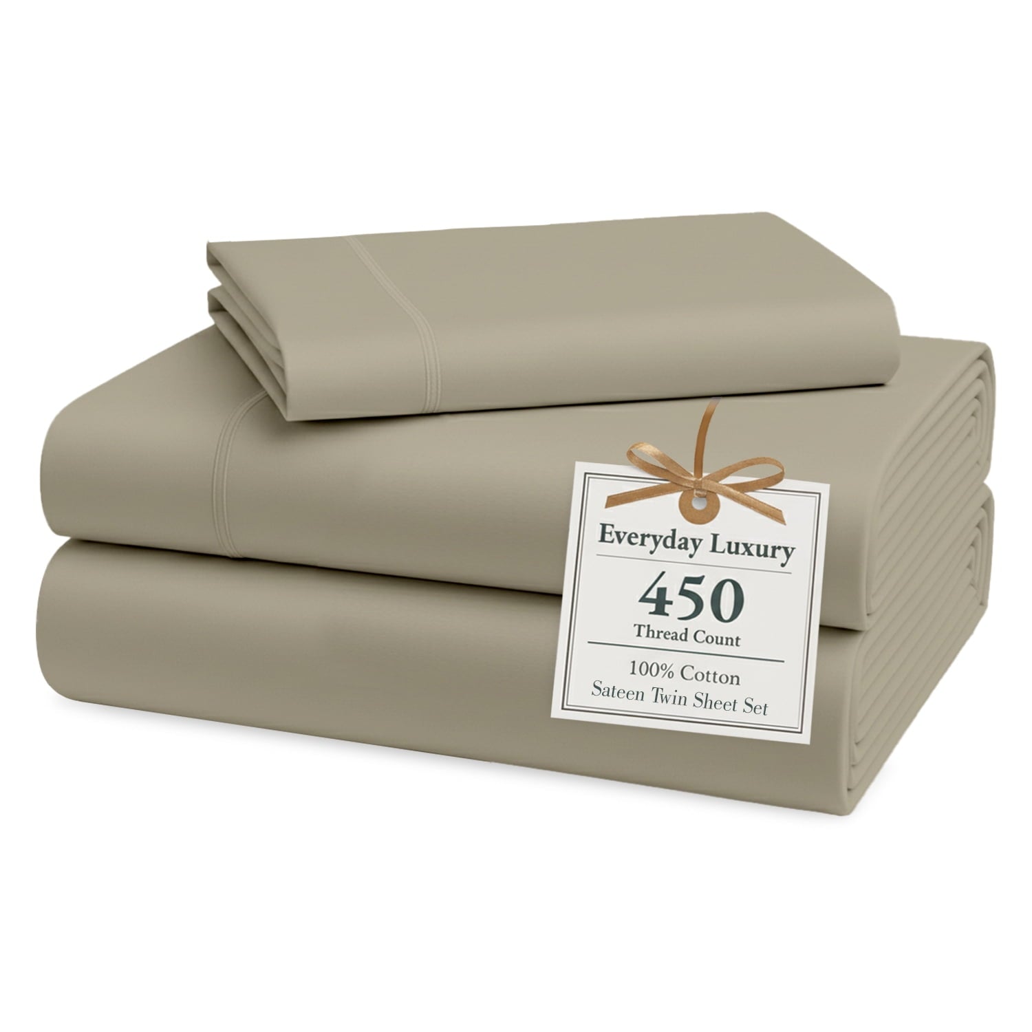 Casa Platino Cotton Twin Sheets – 450 Thread Count 100% Cotton Cooling Sheets, Soft Sateen Weave, Deep Pocket Fits 15” Mattress, Fade-Resistant Hotel Bedding – White