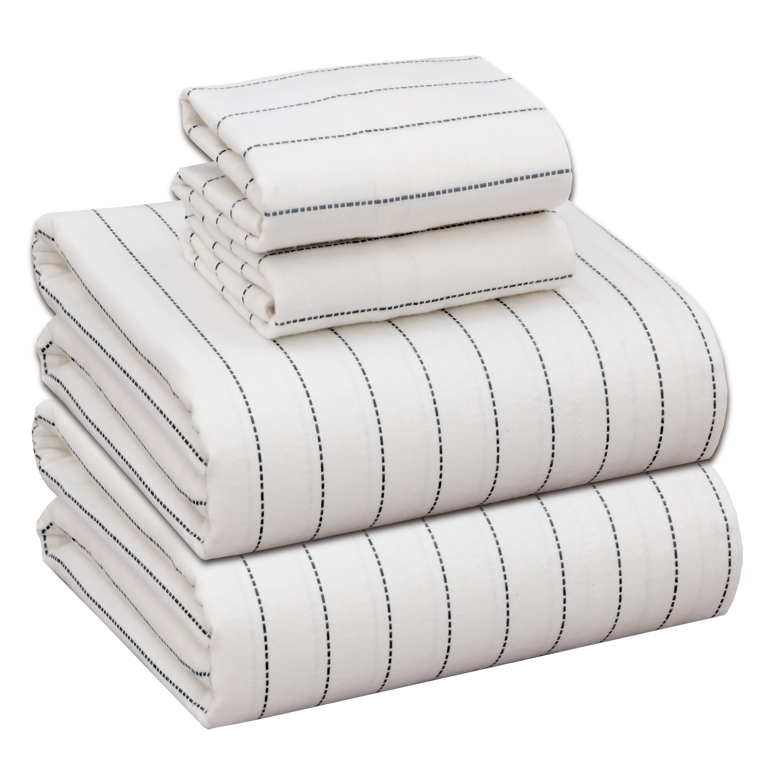 RUVANTI Flannel Sheets Queen Size - 100% Cotton Double Brushed Bed Sheets, Deep Pockets 16 Inches Queen Sheet Set, All Seasons Breathable & Extra Soft - Warm & Cozy, 4 Piece, Red Plaid