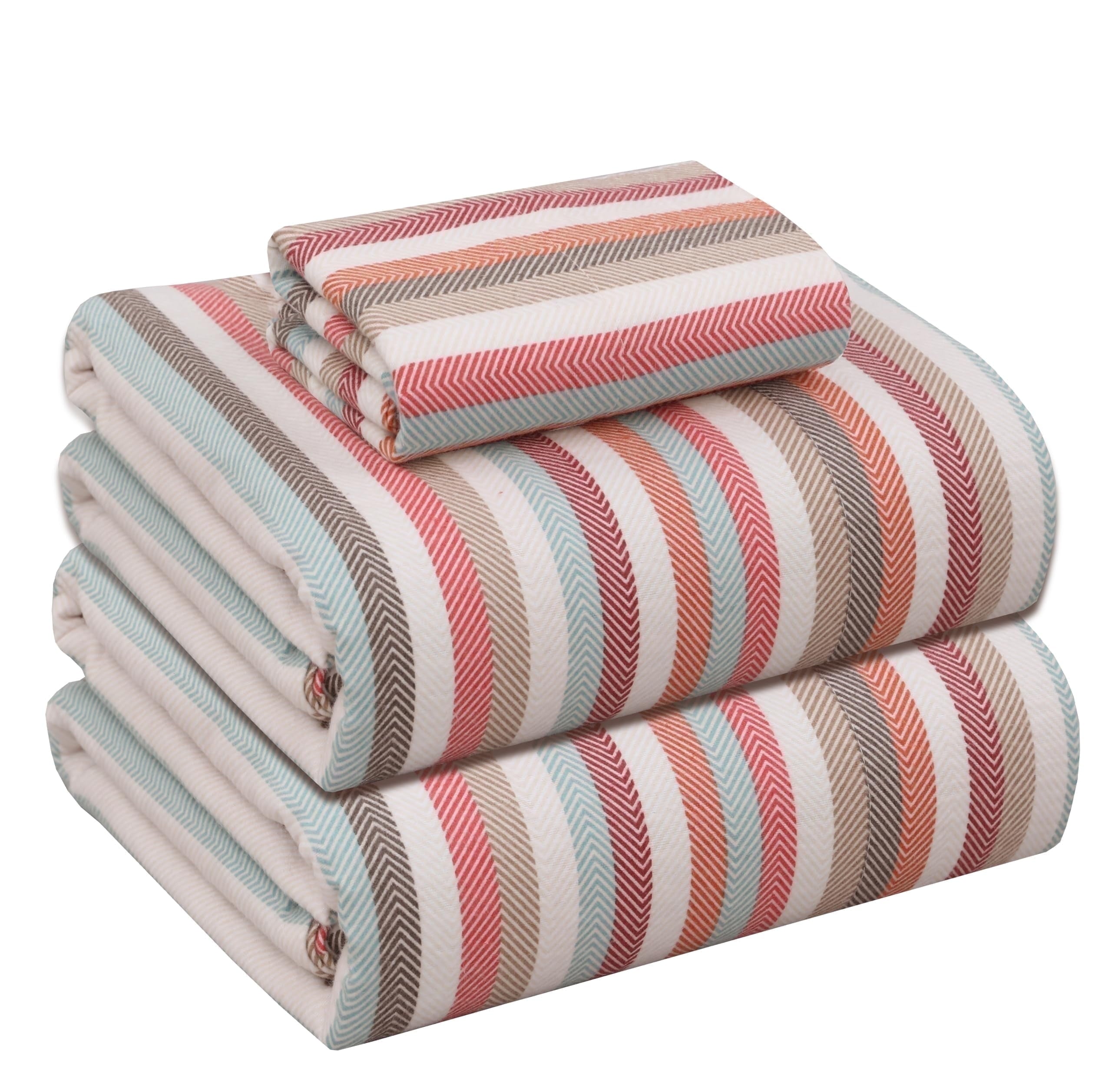 RUVANTI Flannel Sheets Queen Size - 100% Cotton Double Brushed Bed Sheets, Deep Pockets 16 Inches Queen Sheet Set, All Seasons Breathable & Extra Soft - Warm & Cozy, 4 Piece, Red Plaid