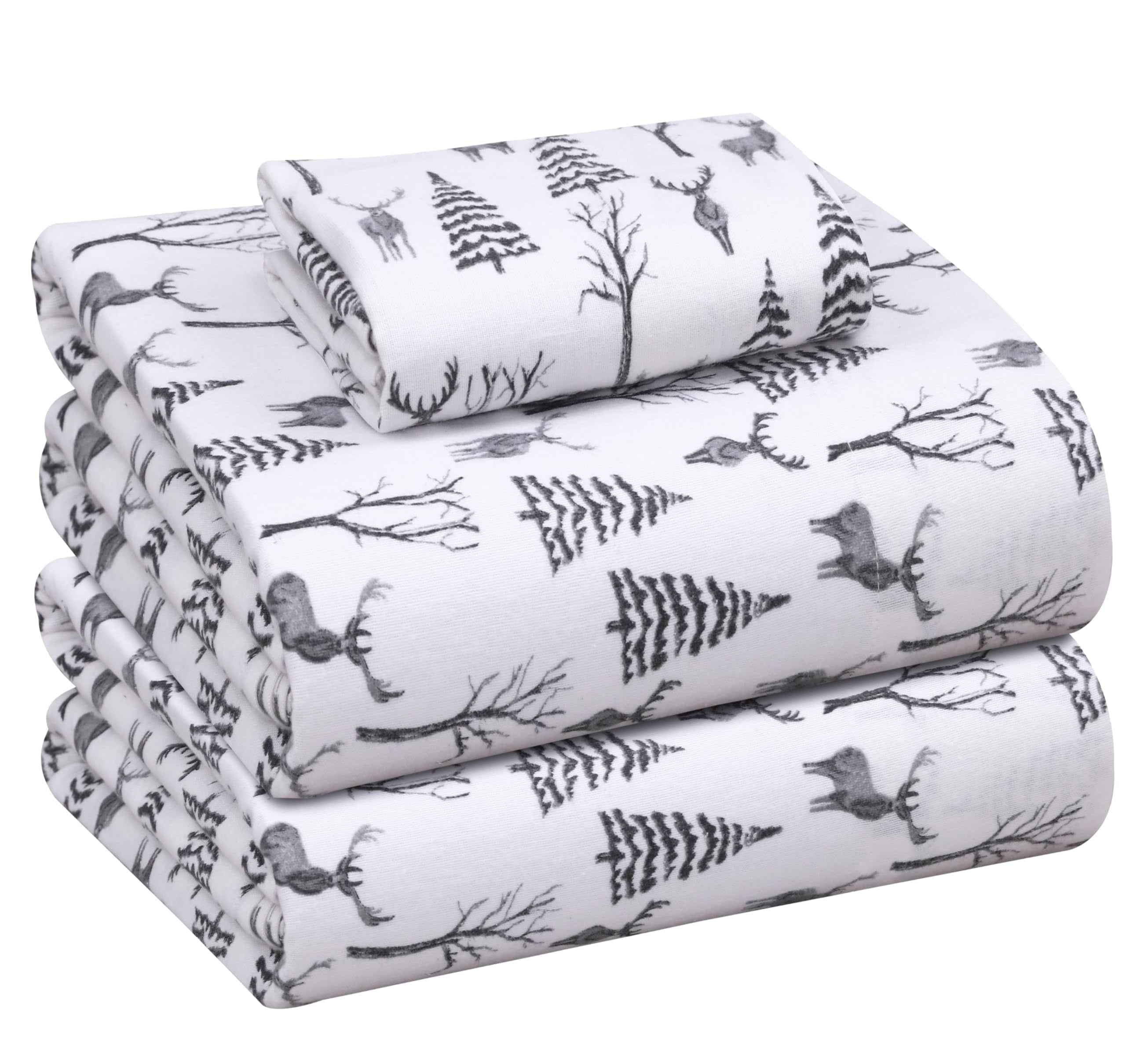 RUVANTI Flannel Sheets Queen Size - 100% Cotton Double Brushed Bed Sheets, Deep Pockets 16 Inches Queen Sheet Set, All Seasons Breathable & Extra Soft - Warm & Cozy, 4 Piece, Red Plaid