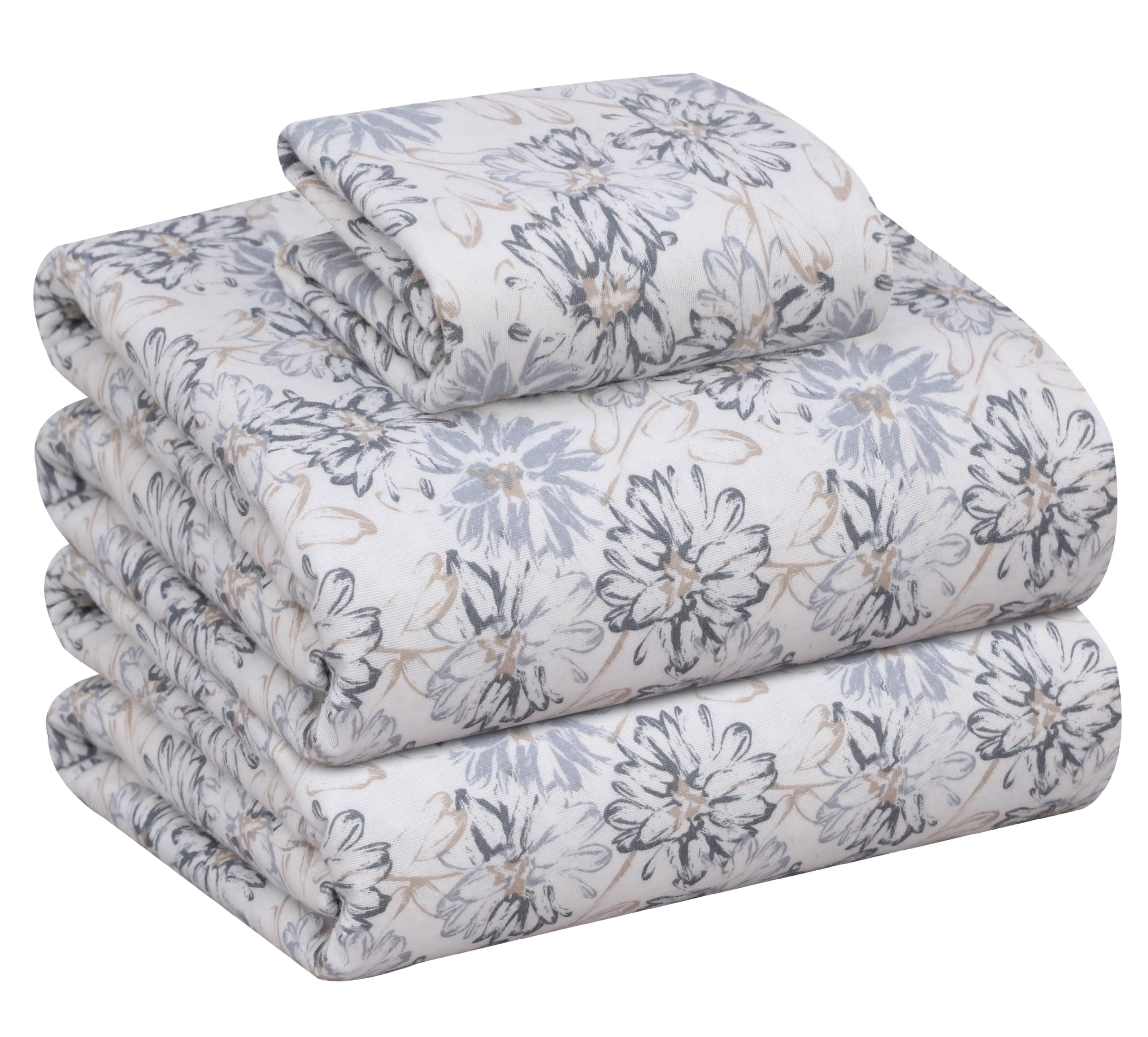 RUVANTI Flannel Sheets Queen Size - 100% Cotton Double Brushed Bed Sheets, Deep Pockets 16 Inches Queen Sheet Set, All Seasons Breathable & Extra Soft - Warm & Cozy, 4 Piece, Red Plaid