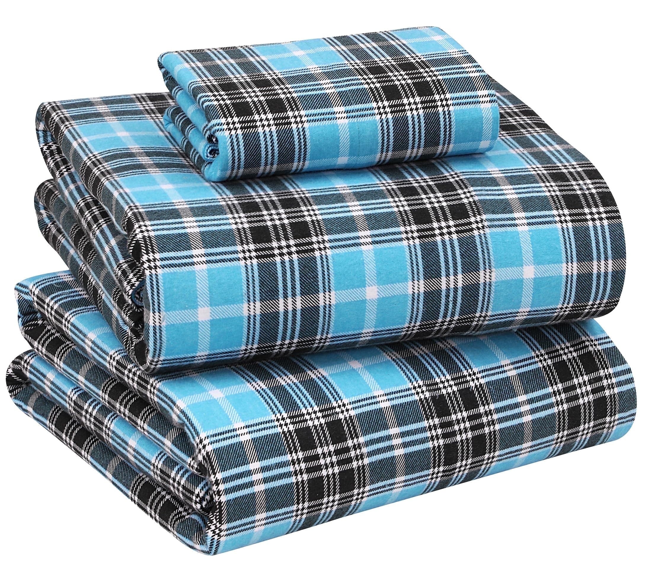 RUVANTI Flannel Sheets Queen Size - 100% Cotton Double Brushed Bed Sheets, Deep Pockets 16 Inches Queen Sheet Set, All Seasons Breathable & Extra Soft - Warm & Cozy, 4 Piece, Red Plaid