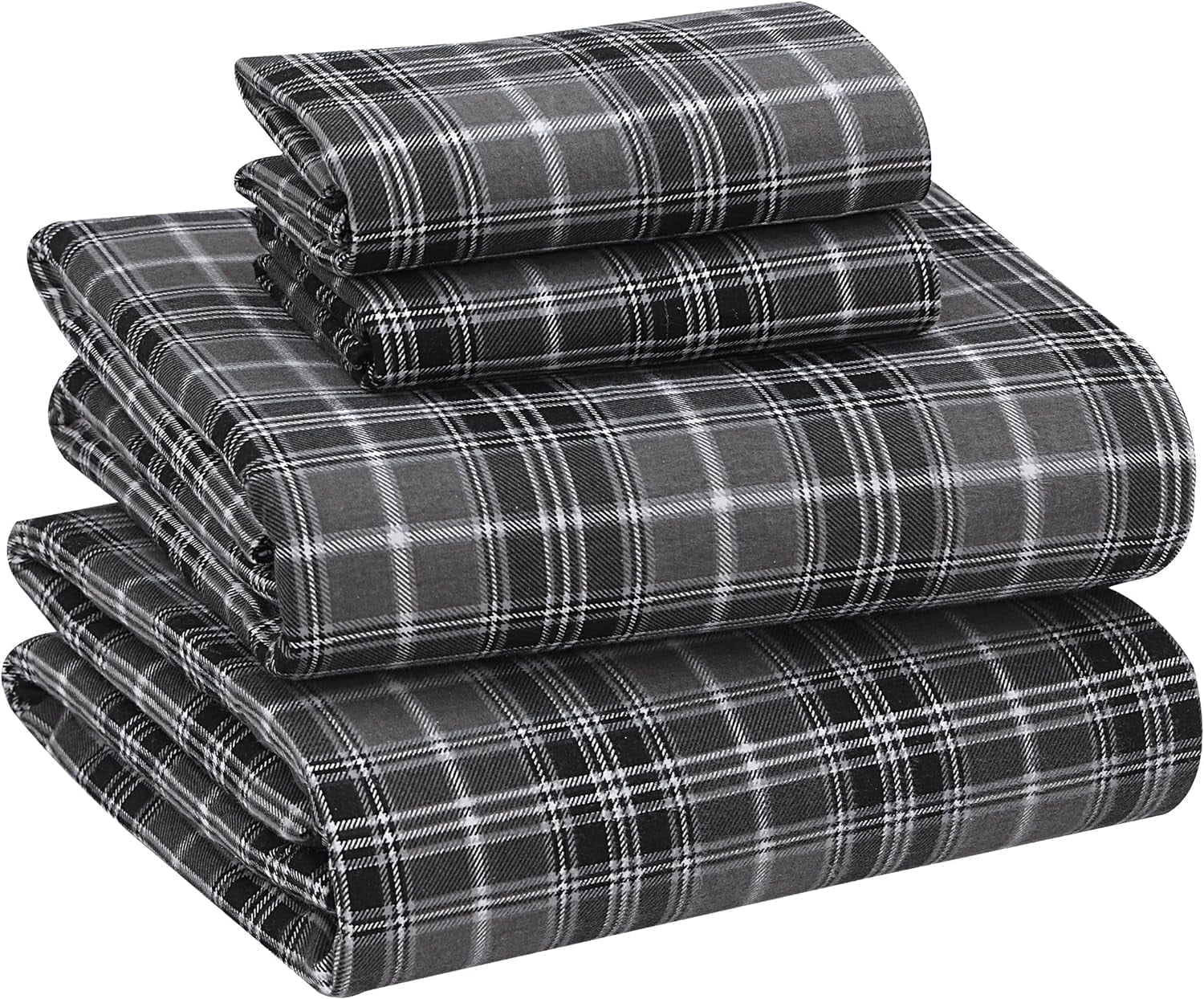 RUVANTI Flannel Sheets Queen Size - 100% Cotton Double Brushed Bed Sheets, Deep Pockets 16 Inches Queen Sheet Set, All Seasons Breathable & Extra Soft - Warm & Cozy, 4 Piece, Red Plaid