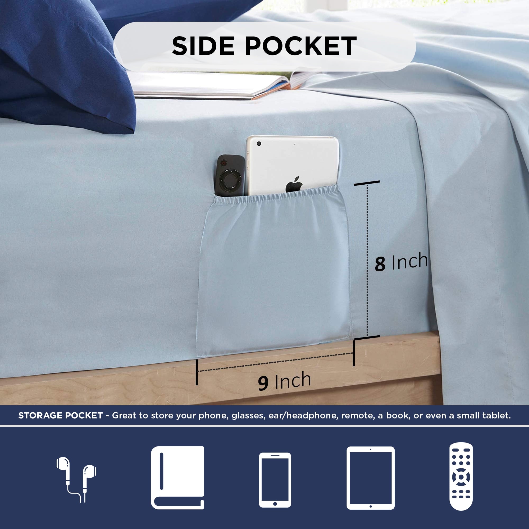 Regency Heights Queen Size Comforter Set, 9-Piece Bed in a Bag Queen, Navy Blue Bedding Comforter Set with Comforter, Flat Sheets, Fitted Sheets with Side Pockets