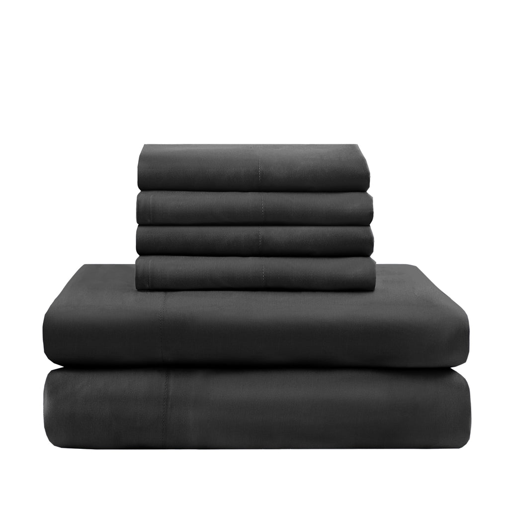 Mainstays 7-Piece Down Alternative Bed in a Bag Comforter Set, Black, Queen