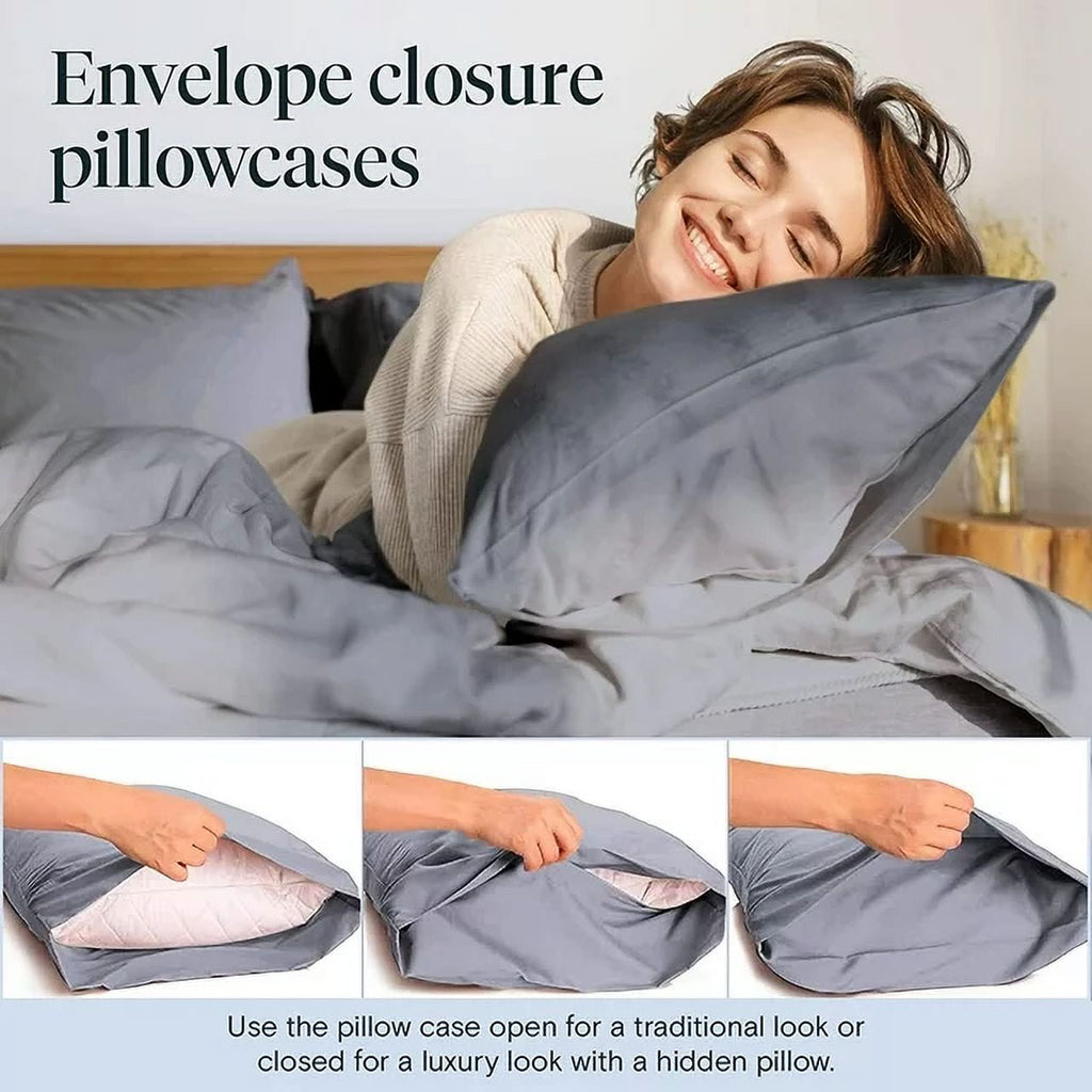 Luxclub Cooling Sheet, 6 Piece Ultra Soft Microfiber Bed Sheets & Pillowcases, Queen - Light Grey